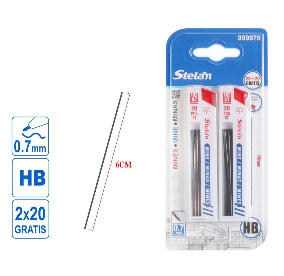 pack 3 tubos minas 0.7 mm