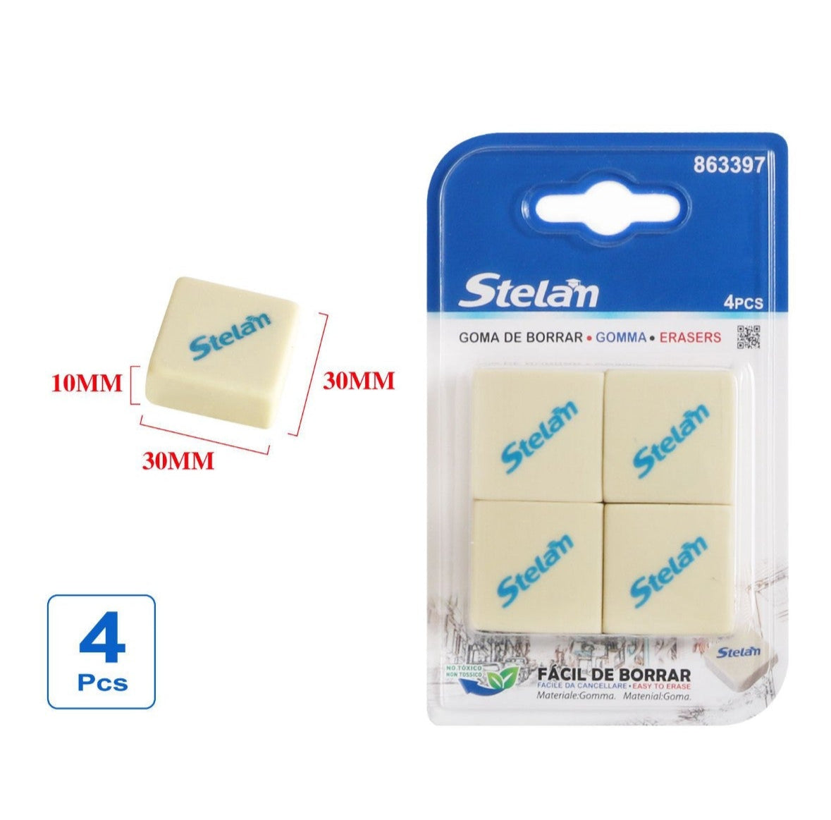 gomas cuadradas pequeñas | pack 4 uds