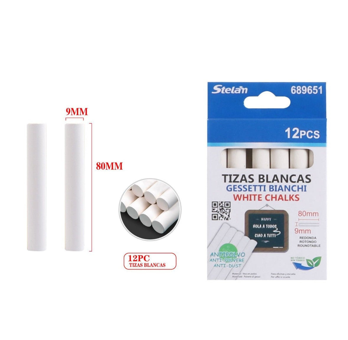 Tizas blancas (12 uds)