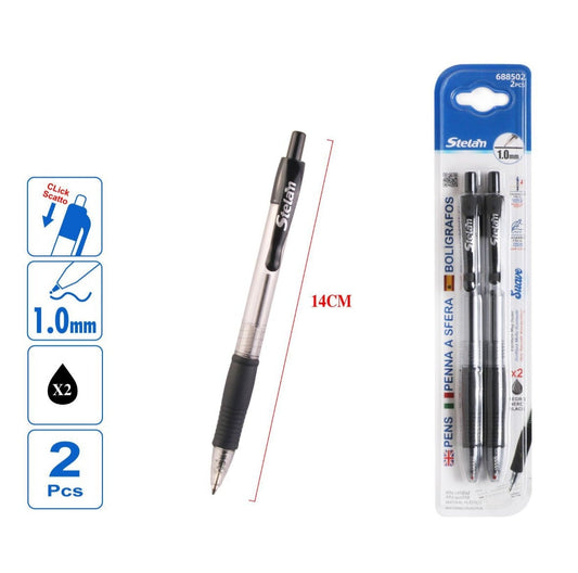 pack 2 bolígrafos retráctiles negro | 1.0 mm