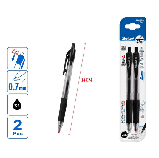 pack 2 bolígrafos gel negro | 0.7 mm
