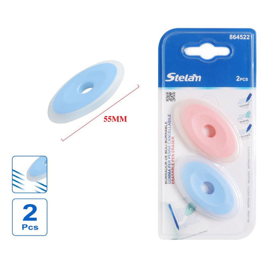 pack 2 gomas para bolígrafo borrable | forma disco