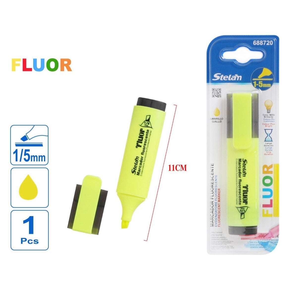 marcador fluorescente amarillo | 1-5 mm