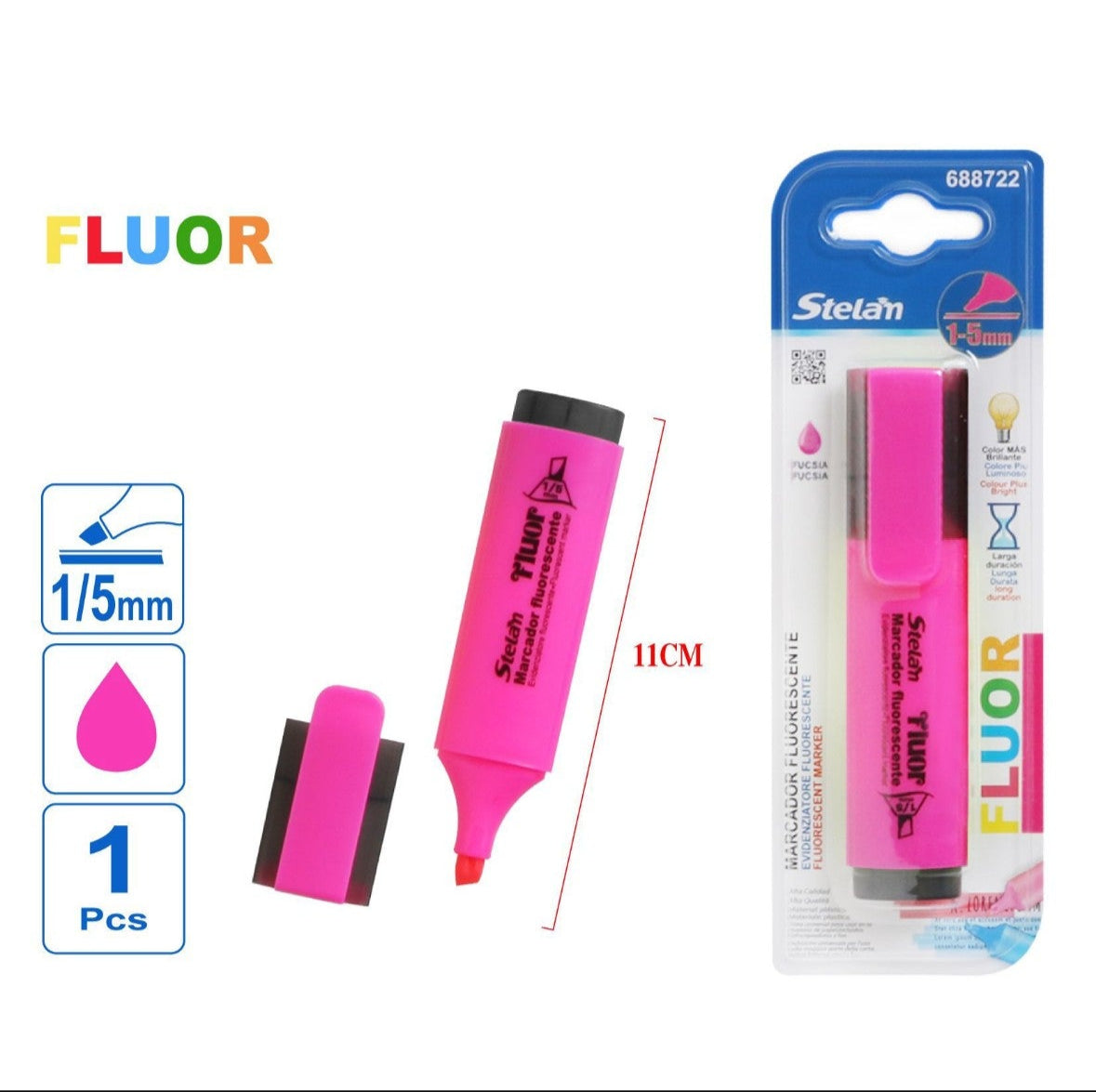 marcador fluorescente fucsia | 1-5 mm