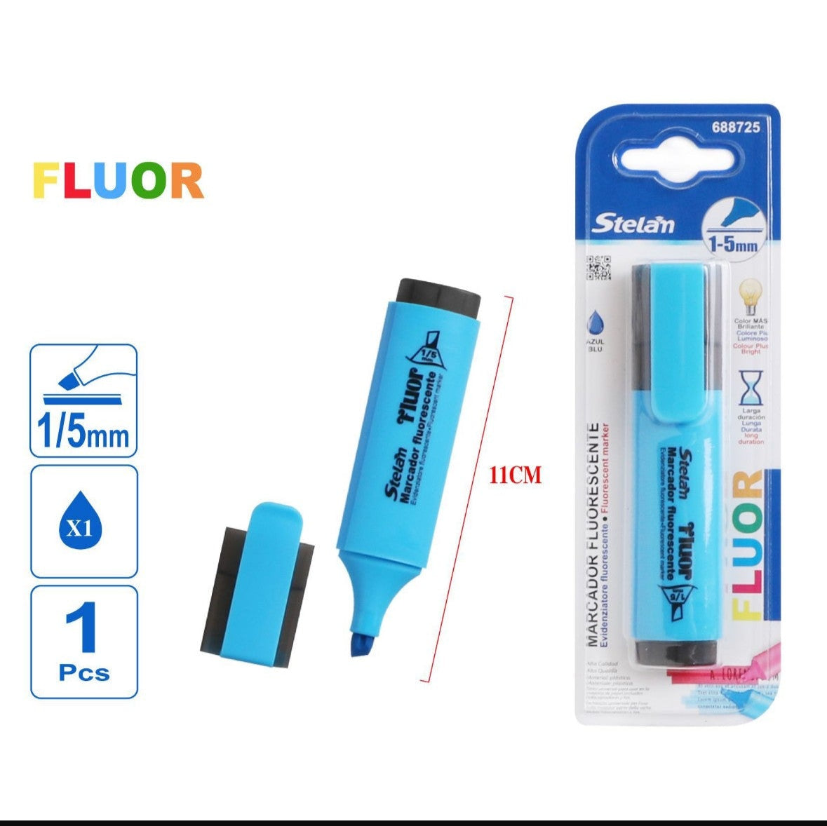 rotulador fluorescente azul 1-5 mm