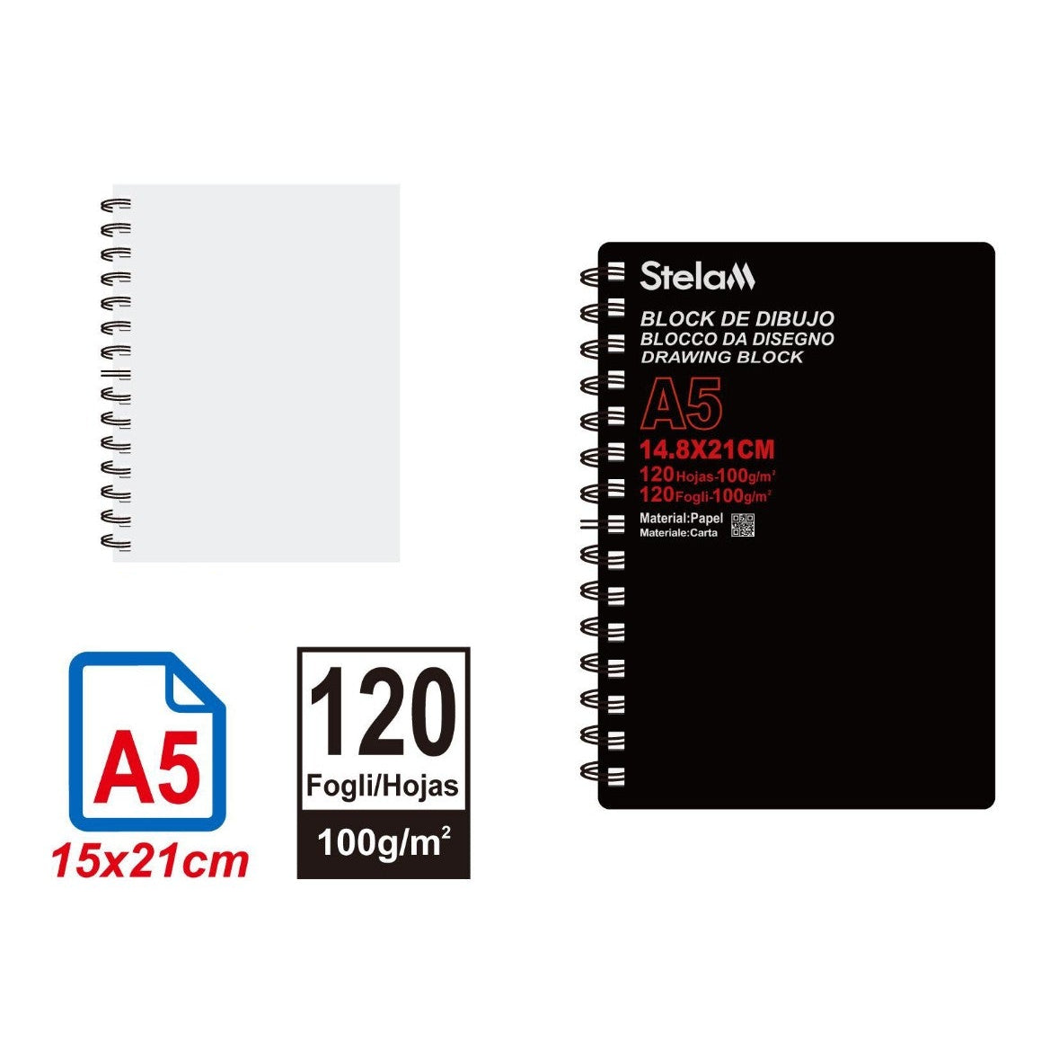 Block de Dibujo A5  – 120 Hojas, Papel 100 g/m²